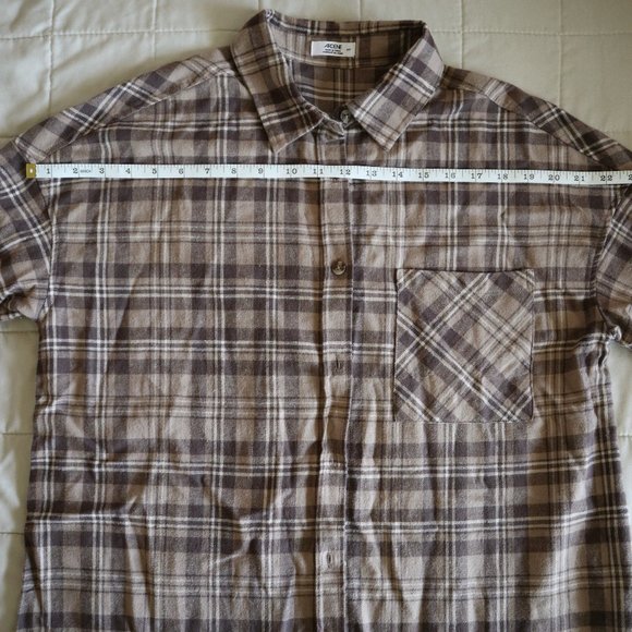 Ardene Beige and Brown Flannel Plaid Shirt NWOT - Picture 3 of 8